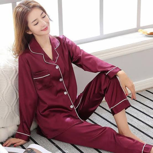 Plain Silk Night Suit For Women Silk Night Dress For Girls Silk Sleepwear For Women Silk Night Wear For Women
